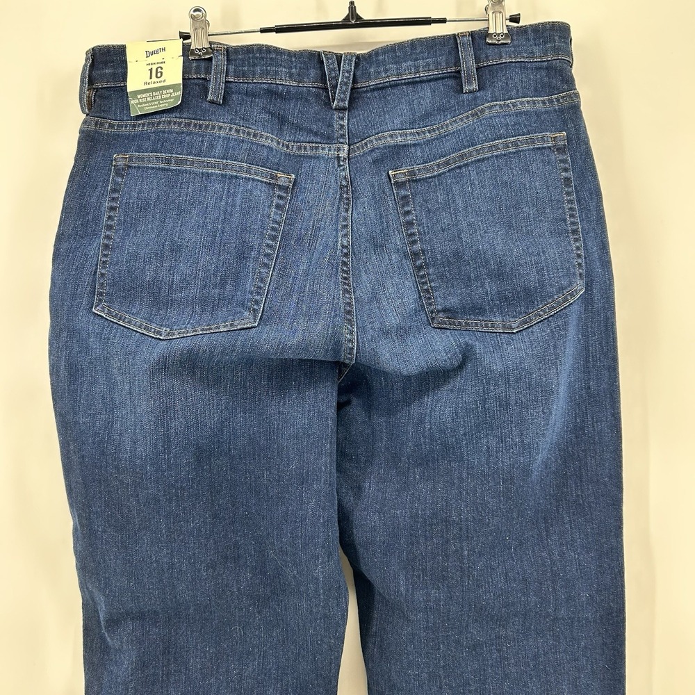 Duluth Trading Jeans Womens 16 High Rise Crop 26 Inseam Dark Wash NWT $65 - Picture 5 of 11